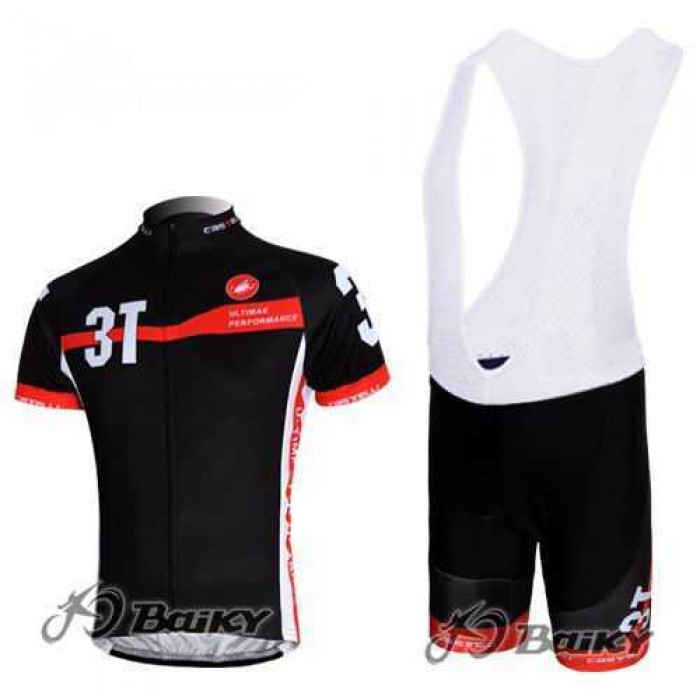 Castelli 3T Fietskleding Set Fietsshirt Met Korte Mouwen+Korte Koersbroek Zwart