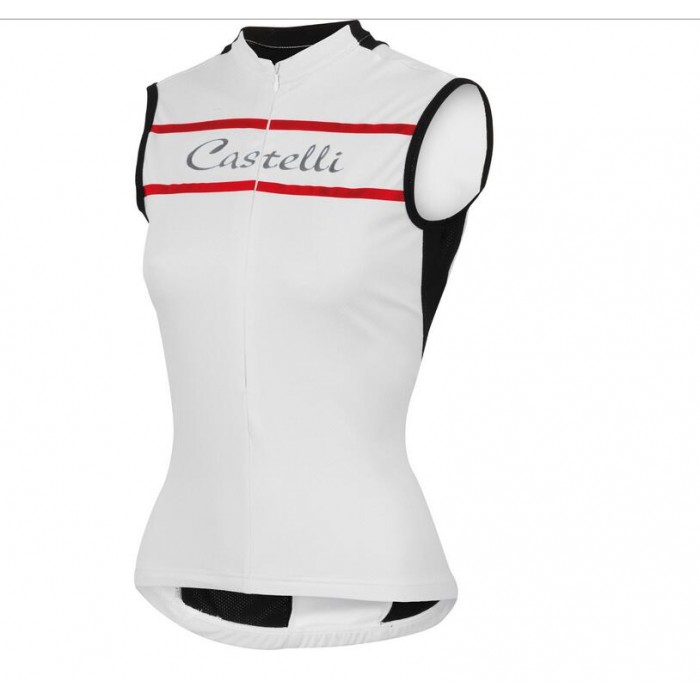 2016 Castelli Vrouwen Promessa Wielershirts Mouwloos Wit