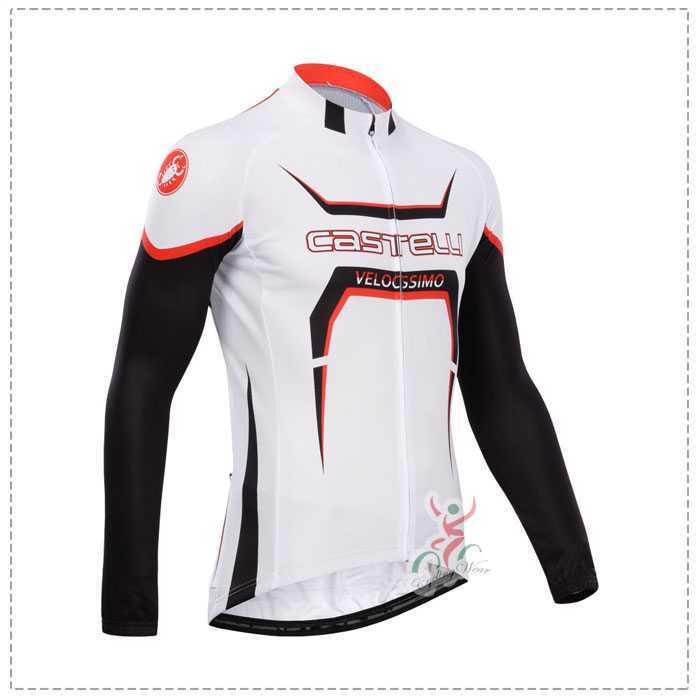 Castelli 2014 Fietskleding Wielershirt Lange Mouw Wit Zwart Rood