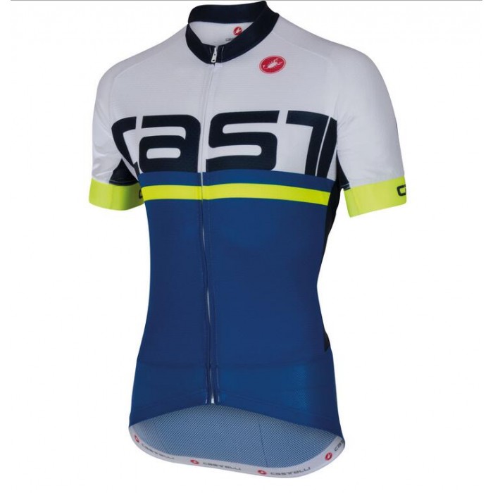 2016 Castelli Meta Wielershirt Korte Mouw Blauw Wit