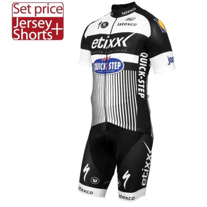 2016 Etixx Quick Step Fietskleding Set Fietsshirt Met Korte Mouwen+Korte Koersbroek Wit