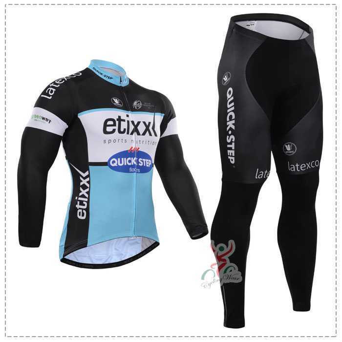 2015 ETIXX-QUICK STEP Wielerkleding Set Wielershirt Lange Mouw+Lange Fietsbroeken