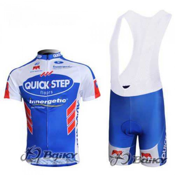 Omega Pharma-Quick Step Innergetic Fietskleding Set Fietsshirt Met Korte Mouwen+Korte Koersbroek Blauw Wit