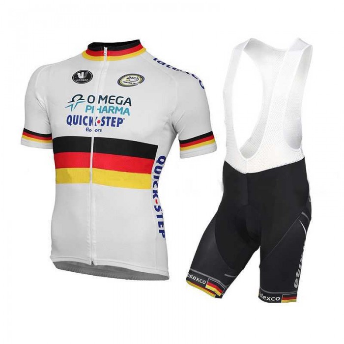 2015 Omega Pharma Quick Step Fietskleding Set Fietsshirt Met Korte Mouwen+Korte Koersbroek Wit