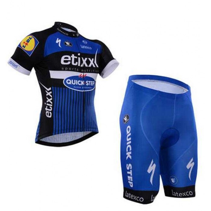 2016 Etixx-Quick Step Fietskleding Wielershirt Korte+Korte Fietsbroeken Blauw Zwart