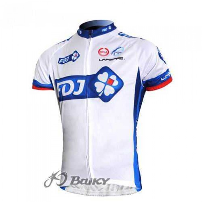 FDJ-BigMat Pro Team Wielershirt Met Korte Mouwen Wit Blauw