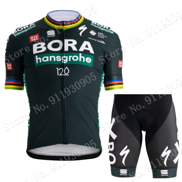 Bora Hansgrohe Champion Tour De France Pro Team 2021 Fietskleding Set Wielershirts Korte Mouw+Korte Fietsbroeken Bib XEN0y2