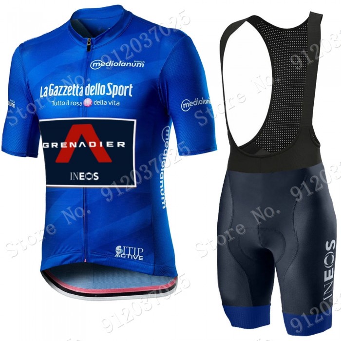 Blue Giro D'italia 2021 Ineos Grenaider Fietskleding Set Wielershirts Korte Mouw+Korte Fietsbroeken Bib 19PH0S