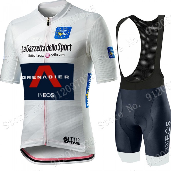 White Giro D'italia 2021 Ineos Grenaider Fietskleding Set Wielershirts Korte Mouw+Korte Fietsbroeken Bib UIvcgR