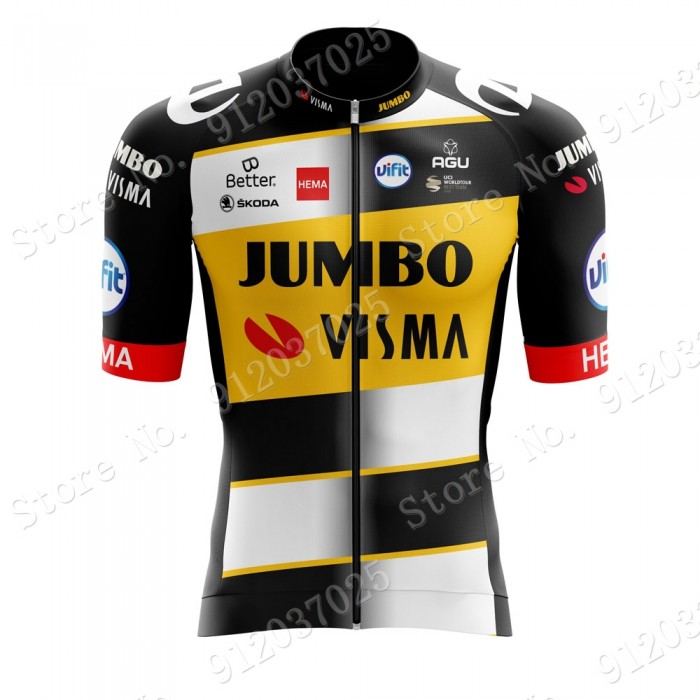 New Style Jumbo Visma 2021 Team Wielerkleding Fietsshirt Korte Mouw U2Vvmz