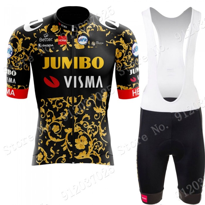 New Style Jumbo Visma 2021 Team Fietskleding Set Wielershirts Korte Mouw+Korte Fietsbroeken Bib ZBdxud