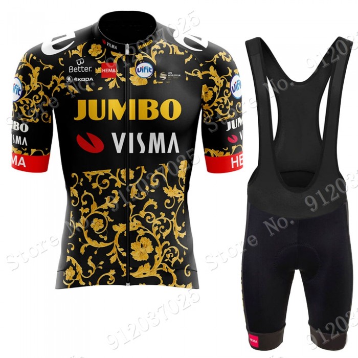 New Style Jumbo Visma 2021 Team Fietskleding Set Wielershirts Korte Mouw+Korte Fietsbroeken Bib ALzCjD