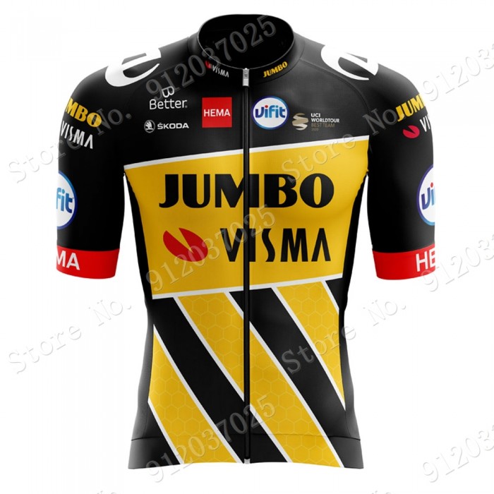 New Style Jumbo Visma 2021 Team Wielerkleding Fietsshirt Korte Mouw ZFA9mb