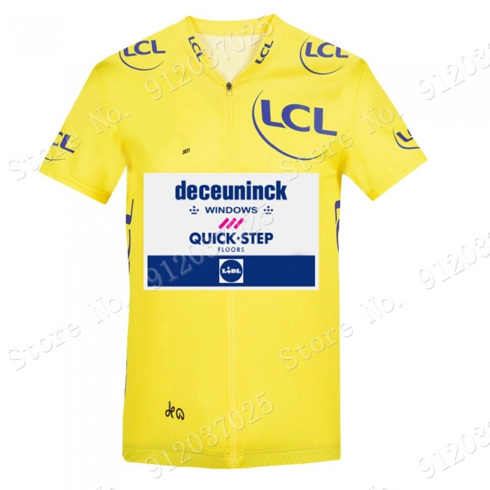 Yellow Deceuninck Quick Step Tour De France 2021 Team Wielerkleding Fietsshirt Korte Mouw D9WdnN