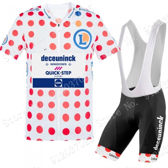 Polka Dota Deceuninck Quick Step Tour De France 2021 Team Fietskleding Fietsshirt Korte Mouw+Korte Fietsbroeken E7dnGW