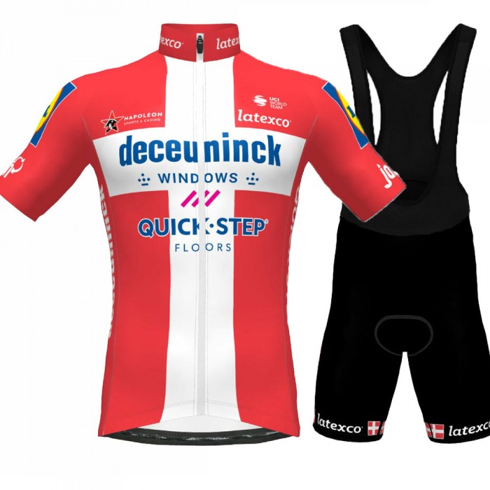 CHAMPION DANMARK Pro Team 2021 Fietskleding Set Wielershirts Korte Mouw+Korte Fietsbroeken Bib C3ItSF