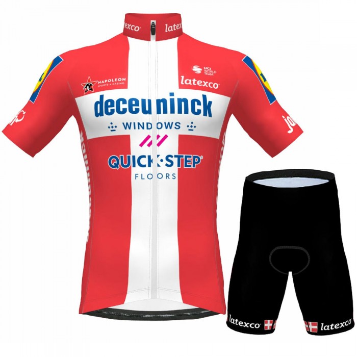 CHAMPION DANMARK Pro Team 2021 Fietskleding Set Wielershirts Korte Mouw+Korte Fietsbroeken Bib SOQ0c7