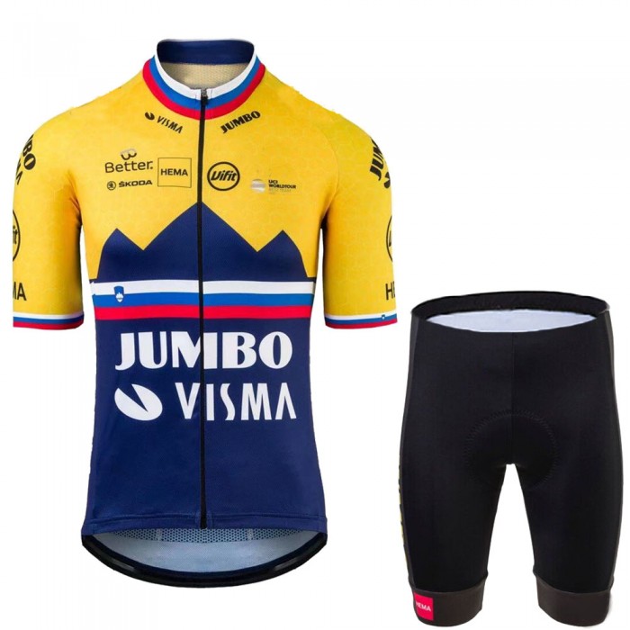 Jumbo Visma SLovenia Pro 2021 Team Fietskleding Set Wielershirts Korte Mouw+Korte Fietsbroeken Bib R9lRR6