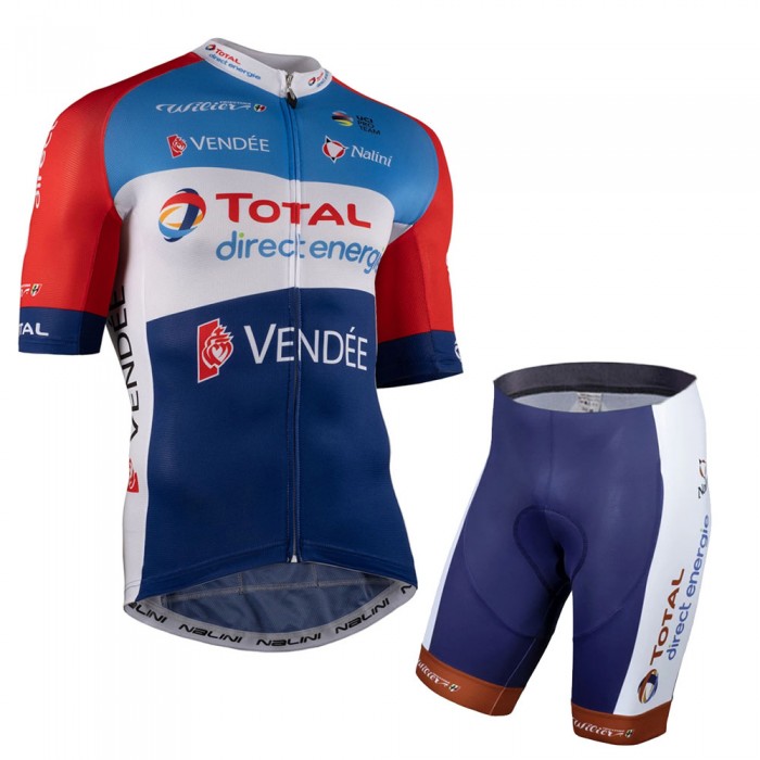 Total Direct Energie 2021 Team Wielerkleding Fietsshirt Korte Mouw+Korte Fietsbroeken LuUnrU