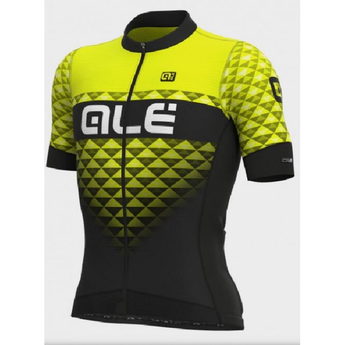 Wielerkleding Profteams 2020 Ale PR-S Hexa Wielershirt Met Korte Mouwen Zwart-Giallo-Fluo L13354019-02