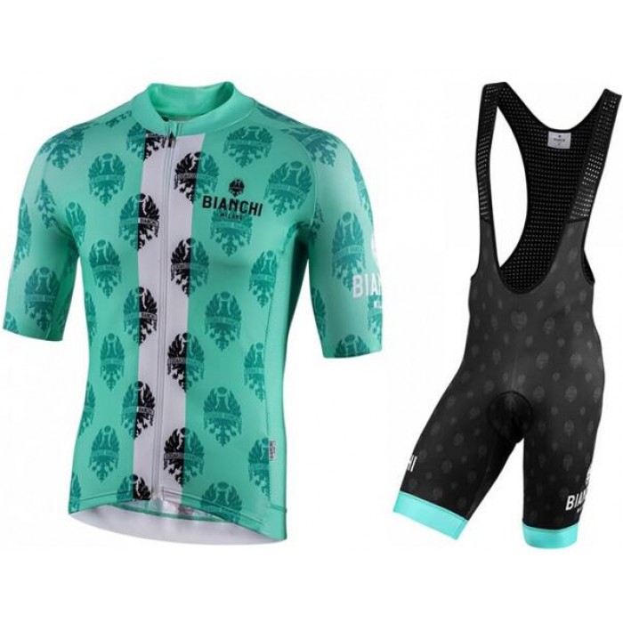 Wielerkleding Profteams 2020 BIANCHI MILANO Roncaccio Wielershirt Met Korte Mouwen+Palizzi Koersbroek Korte Groen