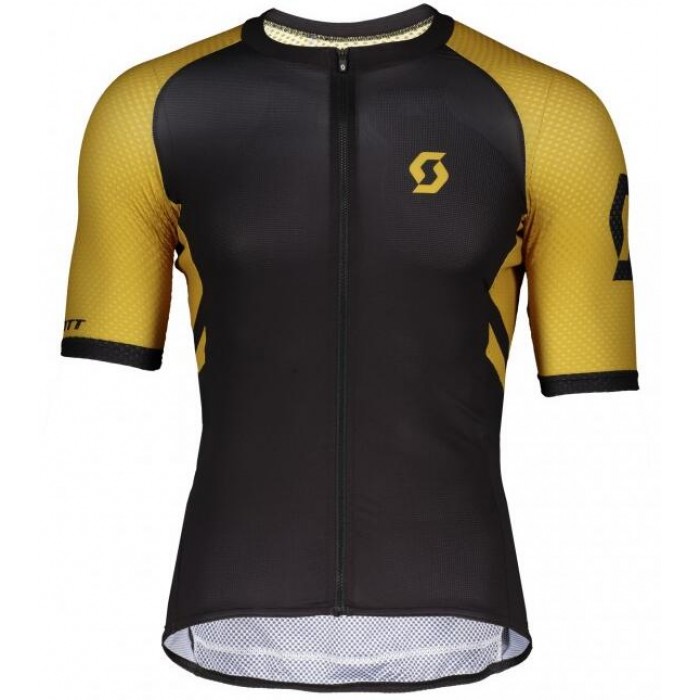 Wielerkleding Profteams 2020 SCOTT RC Premium Climber Wielershirt Met Korte Mouwen Zwart/Giallo