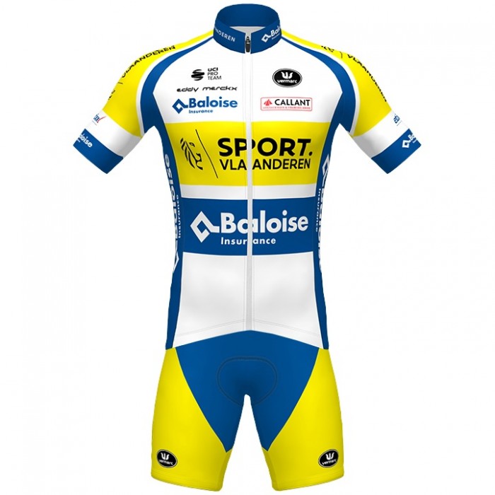 Wielerkleding Profteams 2020 Sport Vlaanderen-Baloise Vermarc Fietskleding Set Wielershirt Korte Mouwen+Fietsbroek Korte Geel