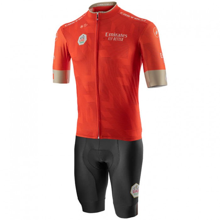Wielerkleding Profteams 2020 UAE Tour Fietskleding Set Wielershirt Korte Mouwen+Fietsbroek Korte Geel Orange
