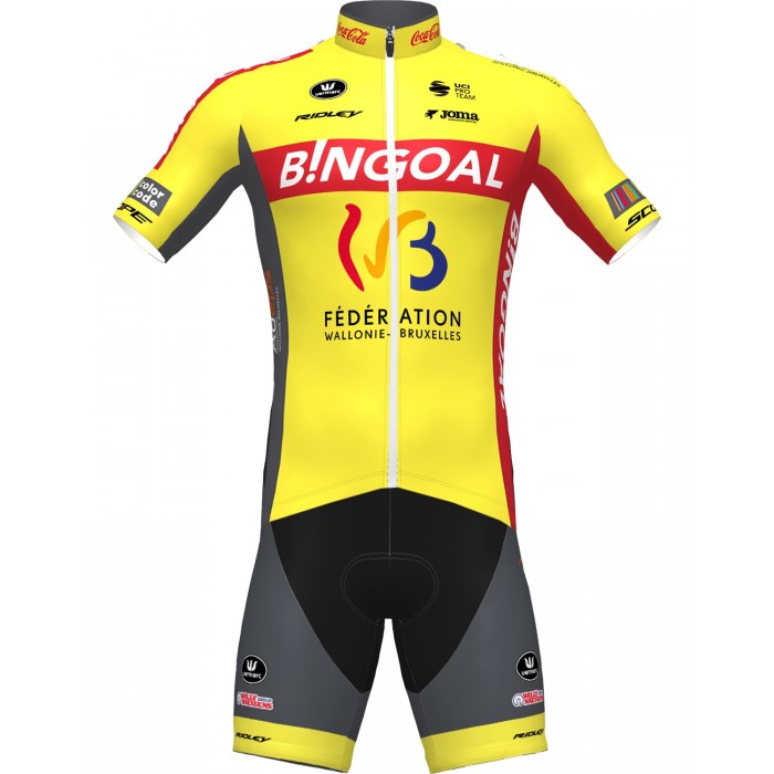 Wielerkleding Profteams 2020 WALLONIE-BRUXELLES Fietskleding Set Wielershirt Korte Mouwen+Fietsbroek Korte Geel