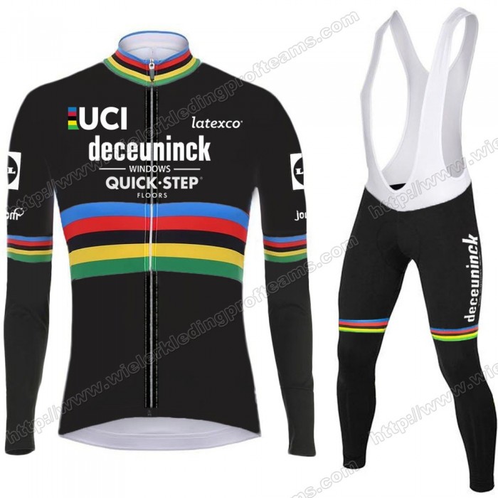 Deceuninck Quick Step 2020 UCI World Champion Fietskleding Set Wielershirts Lange Mouw+Lange Wielrenbroek Bib JCKXA