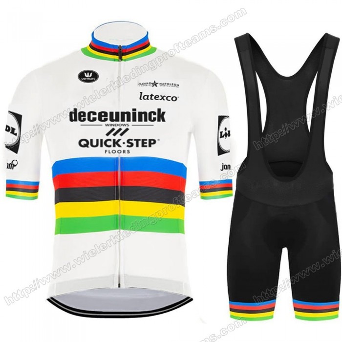 Deceuninck Quick Step 2020 UCI World Champion Fietskleding Set Fietsshirt Met Korte Mouwen+Korte Koersbroek Bib KURCC