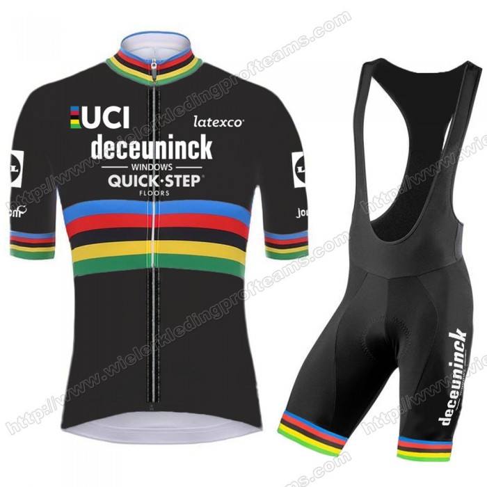 Deceuninck Quick Step 2020 UCI World Champion Fietskleding Set Fietsshirt Met Korte Mouwen+Korte Koersbroek Bib NYOBC