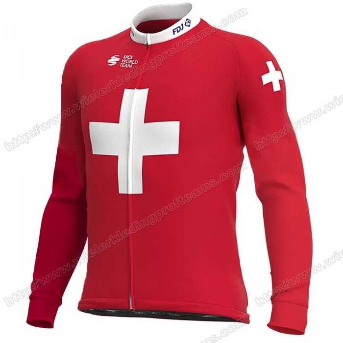 Swiss FDJ 2020 Wielershirts Lange Mouwen YPVWW