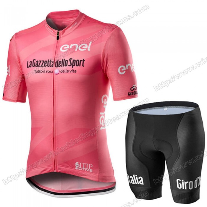 Giro D'italia 2020 Fietskleding Set Fietsshirt Met Korte Mouwen+Korte Koersbroek Bib EWQYW