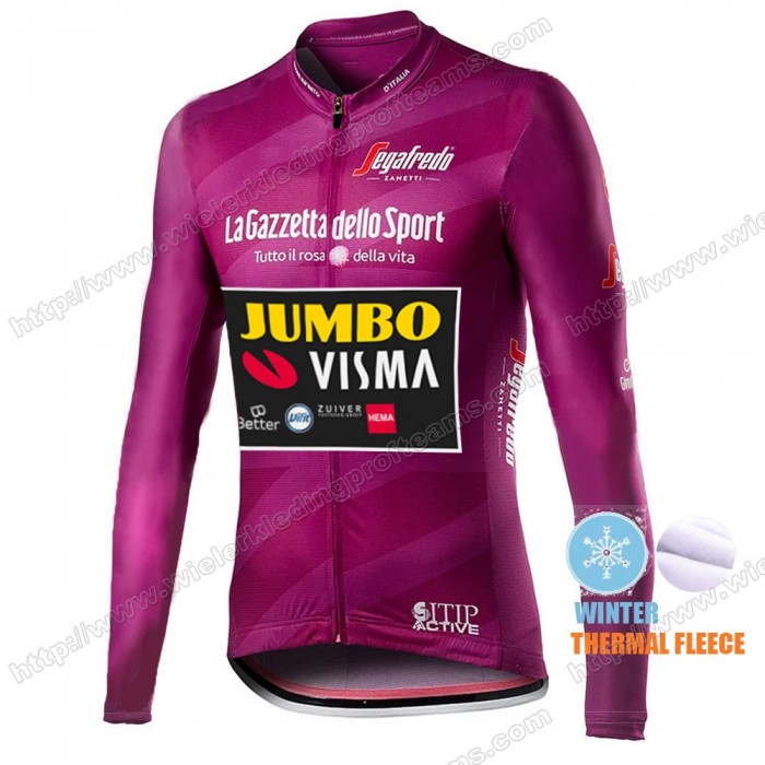Winter Thermal Fleece Men Giro D'italia Jumbo Visma 2021 Wielershirts Lange Mouwen ENSIZ