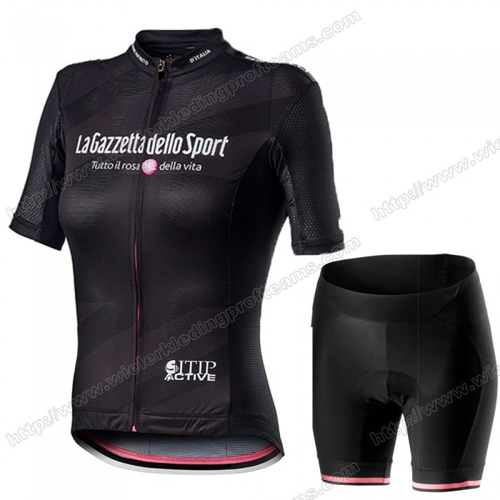 Femmes Giro D'italia 2020 Fietskleding Set Fietsshirt Met Korte Mouwen+Korte Koersbroek Bib FZNKT