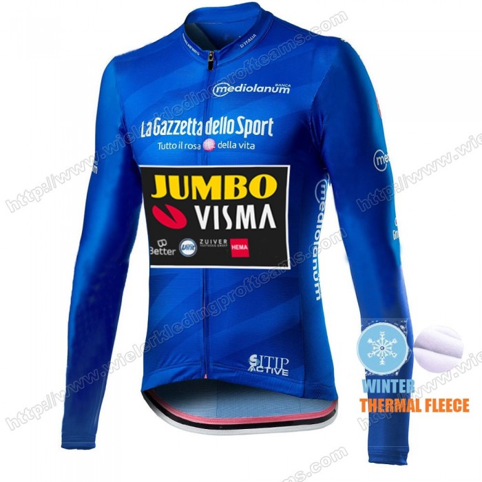 Winter Thermal Fleece Men Giro D'italia Jumbo Visma 2021 Wielershirts Lange Mouwen MLWOE