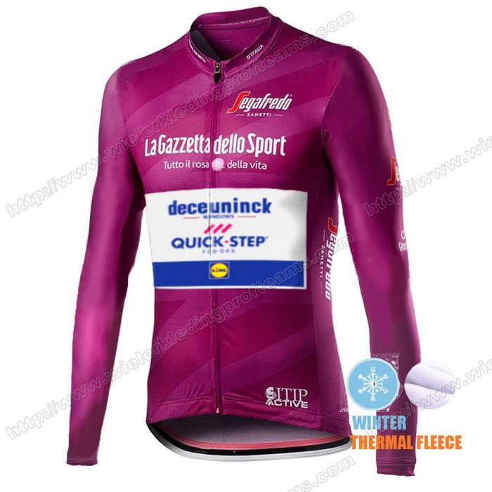 Winter Thermal Fleece Men Giro D'italia Quick Step 2021 Wielershirts Lange Mouwen LKWPP