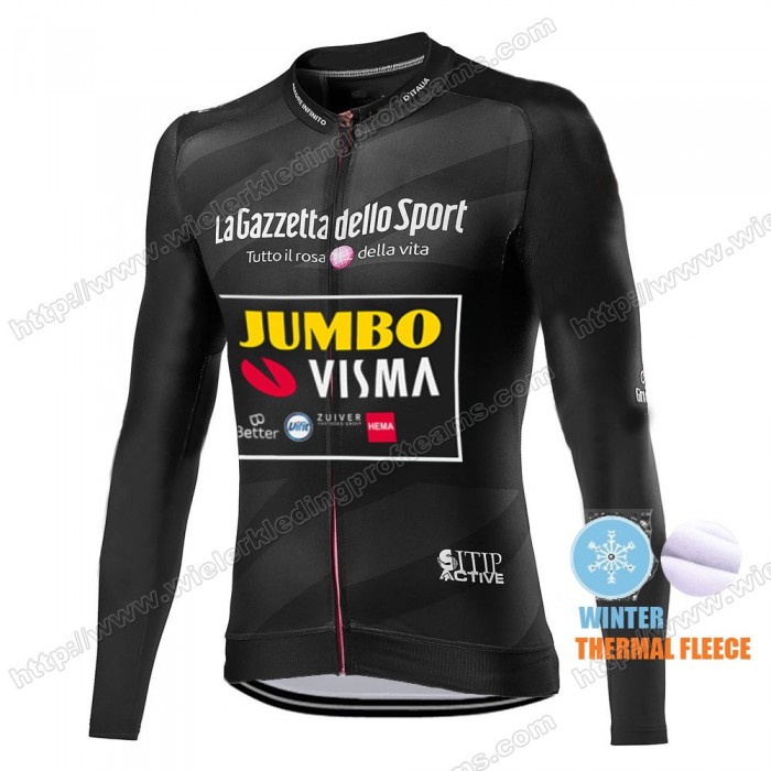 Winter Thermal Fleece Men Giro D'italia Jumbo Visma 2021 Wielershirts Lange Mouwen EJLQH