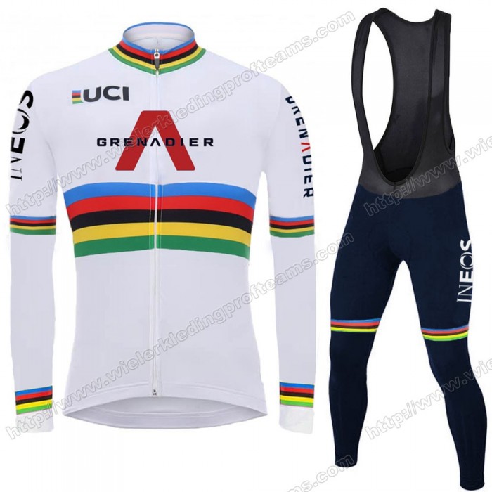 Team INEOS Grenadier UCI World Champion 2020 Men Fietskleding Set Wielershirts Lange Mouw+Lange Wielrenbroek Bib FITBF