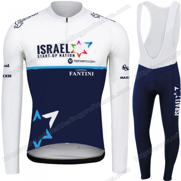 Israel Start Up Nation Pro Team 2021 Fietskleding Set Wielershirts Lange Mouw+Lange Wielrenbroek Bib DAISE