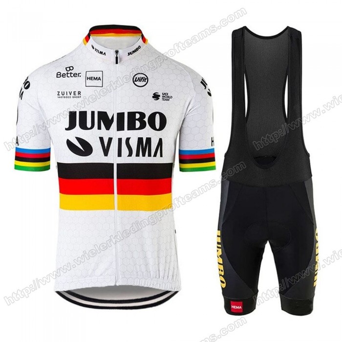 Jumbo Visma 2020 Germany Fietskleding Set Fietsshirt Met Korte Mouwen+Korte Koersbroek Bib FMBWN