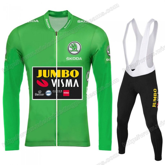 Jumbo Visma 2020 Green Wielershirts Lange Mouwen+Lange Wielrenbroek UJEWJ
