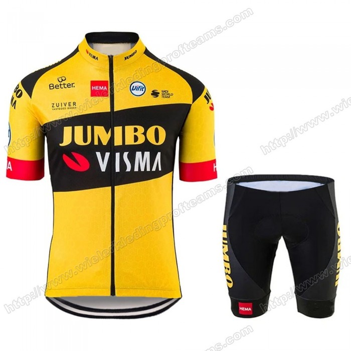 Jumbo Visma 2020 Pro Team Fietskleding Set Fietsshirt Met Korte Mouwen+Korte Koersbroek Bib YGMMM