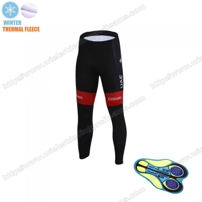 UAE EMIRATES Winter Thermal Fleece Pro Team 2020 Lange Fietsbroeken Bib CEYHI