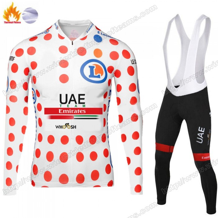 Winter Thermal Fleece UAE EMIRATES Tour De France 2020 Fietskleding Set Wielershirts Lange Mouw+Lange Wielrenbroek Bib QZDZZ