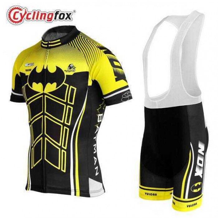 2016 BAT FOX Fietskleding Set Fietsshirt Met Korte Mouwen+Korte Koersbroek Geel