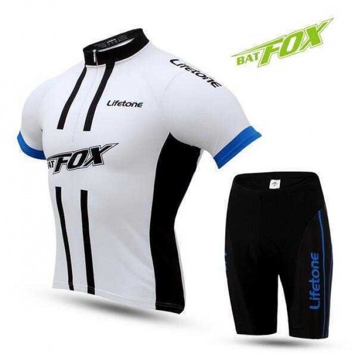 2016 BAT FOX Fietskleding Wielershirt Korte+Korte Fietsbroeken Blauw Wit Zwart