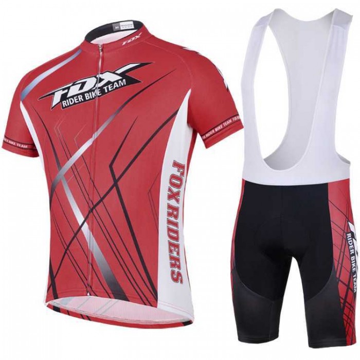 2014 Fox Bike Teams Fietskleding Set Fietsshirt Met Korte Mouwen+Korte Koersbroek Rood