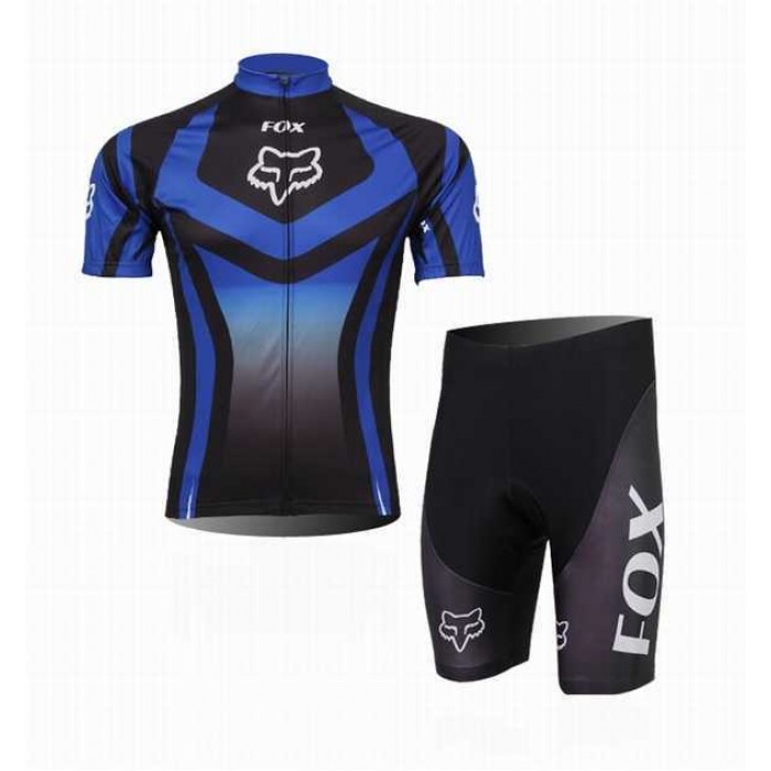 2014 Fox Racing Wielerkleding Set Set Wielershirts Korte Mouw+Fietsbroek Blauw